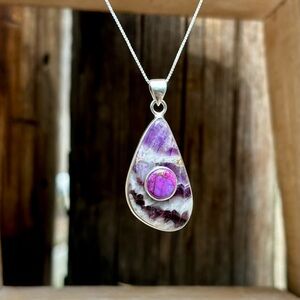 Chevron Amethyst & Purple Turquoise Necklace